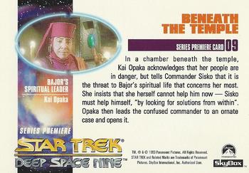 1993 SkyBox Star Trek: Deep Space Nine Premier #09 Beneath the Temple Back