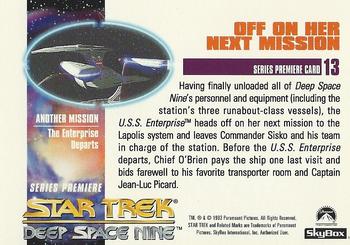 1993 SkyBox Star Trek: Deep Space Nine Premier #13 Off On Her Next Mission Back