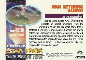 1993 SkyBox Star Trek: Deep Space Nine Premiere #25 Dax Returns Alone! Back