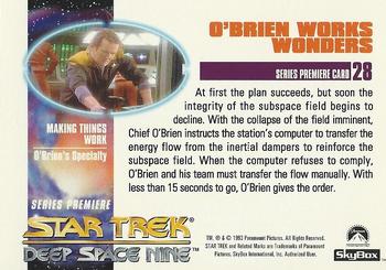 1993 SkyBox Star Trek: Deep Space Nine Premier #28 O'Brien Works Wonders Back