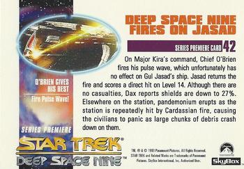 1993 SkyBox Star Trek: Deep Space Nine Premier #42 Deep Space Nine Fires on Jasad Back