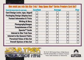 1993 SkyBox Star Trek: Deep Space Nine Premiere #NNO Star Trek DS9 Survey Card Back