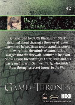 2014 Rittenhouse Game of Thrones Season 3 #42 Bran Stark Back