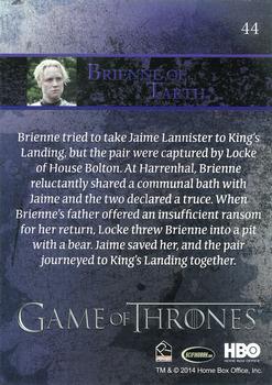 2014 Rittenhouse Game of Thrones Season 3 #44 Brienne of Tarth Back