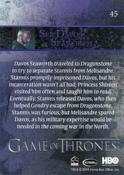2014 Rittenhouse Game of Thrones Season 3 #45 Ser Davos Seaworth Back