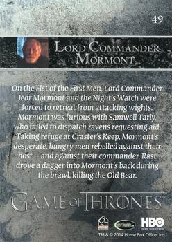 2014 Rittenhouse Game of Thrones Season 3 #49 Lord Commander Mormont Back