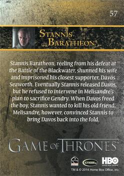 2014 Rittenhouse Game of Thrones Season 3 #57 Stannis Baratheon Back