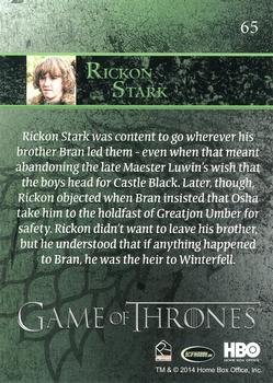 2014 Rittenhouse Game of Thrones Season 3 #65 Rickon Stark Back