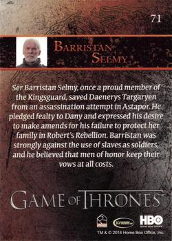2014 Rittenhouse Game of Thrones Season 3 #71 Barristan Selmy Back