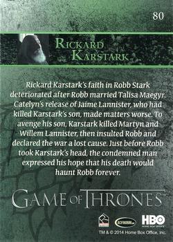 2014 Rittenhouse Game of Thrones Season 3 #80 Rickard Karstark Back