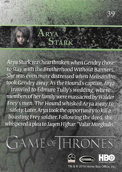 2014 Rittenhouse Game of Thrones Season 3 - Holofoil #39 Arya Stark Back