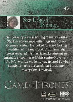 2014 Rittenhouse Game of Thrones Season 3 - Holofoil #43 Ser Loras Tyrell Back
