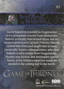 2014 Rittenhouse Game of Thrones Season 3 - Holofoil #45 Ser Davos Seaworth Back