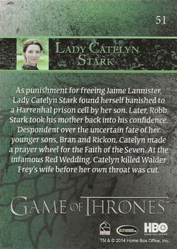 2014 Rittenhouse Game of Thrones Season 3 - Holofoil #51 Lady Catelyn Stark Back