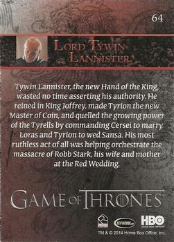 2014 Rittenhouse Game of Thrones Season 3 - Holofoil #64 Lord Tywin Lannister Back
