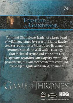 2014 Rittenhouse Game of Thrones Season 3 - Holofoil #74 Tormund Giantsbane Back