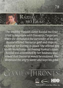 2014 Rittenhouse Game of Thrones Season 3 - Holofoil #78 Razdal mo Eraz Back
