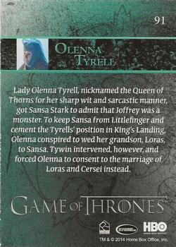 2014 Rittenhouse Game of Thrones Season 3 - Holofoil #91 Olenna Tyrell Back