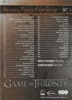 2014 Rittenhouse Game of Thrones Season 3 - Holofoil #97 Season Three Checklist: 53-98 and Parallels Back