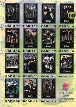 1996 Sports Time The Beatles #96 Checklist 1 Back