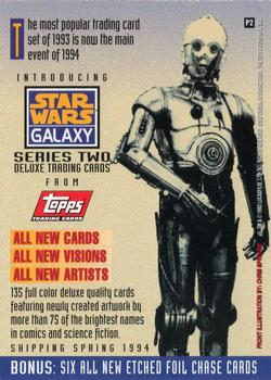 1994 Topps Star Wars Galaxy Series 2 - Promos #P2 Luke Skywalker Back
