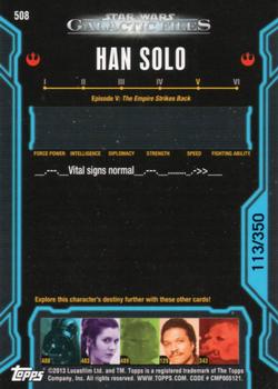 2013 Topps Star Wars: Galactic Files Series 2 - Blue #508 Han Solo Back