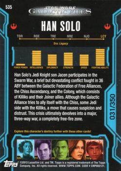 2013 Topps Star Wars: Galactic Files Series 2 - Blue #535 Han Solo Back