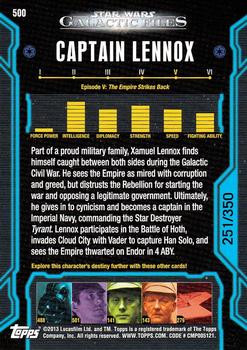 2013 Topps Star Wars: Galactic Files Series 2 - Blue #500 Captain Lennox Back