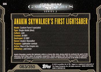 2013 Topps Star Wars: Galactic Files Series 2 - Blue #606 Anakin Skywalker's First Lightsaber Back