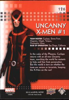 2013 Upper Deck Marvel Now! #126 Uncanny X-Men #1 Back