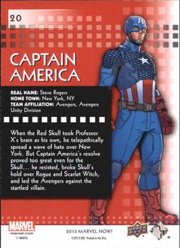 2013 Upper Deck Marvel Now! #20 Captain America Back