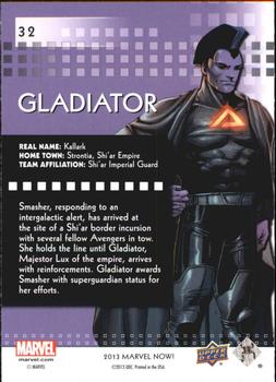 2013 Upper Deck Marvel Now! #32 Gladiator Back