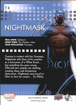 2013 Upper Deck Marvel Now! #74 Nightmask Back