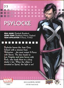 2013 Upper Deck Marvel Now! #77 Psylocke Back