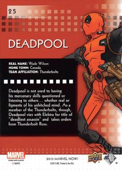 2013 Upper Deck Marvel Now! #25 Deadpool Back