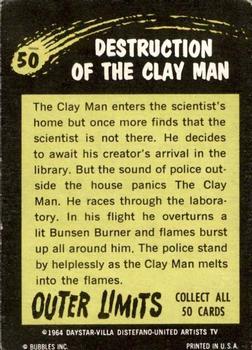 1964 Topps Outer Limits #50 Destruction of the Clay Man Back