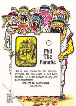 1988 Leaf Awesome All-Stars #1 Phil The Fanatic Back