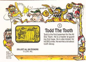 1988 Leaf Awesome All-Stars #5 Todd The Tooth Back