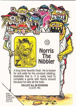 1988 Leaf Awesome All-Stars #13 Norris The Nibbler Back