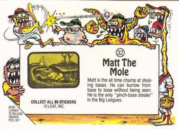 1988 Leaf Awesome All-Stars #32 Matt The Mole Back
