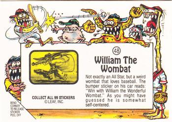 1988 Leaf Awesome All-Stars #48 William The Wombat Back