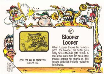 1988 Leaf Awesome All-Stars #61 Blooper Looper Back