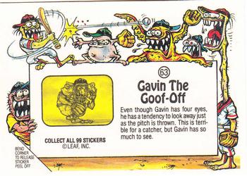 1988 Leaf Awesome All-Stars #63 Gavin The Goof-Off Back