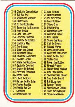 1988 Leaf Awesome All-Stars #71 Awesome Checklist Back