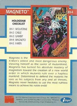 1992 Impel The Uncanny X-Men - Hologram #XH-4 Magneto Back