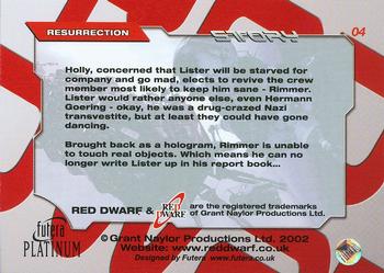 2002 Futera Red Dwarf  #04 Resurrection Back