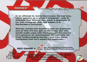 2002 Futera Red Dwarf  #06 Rimmer2 Back