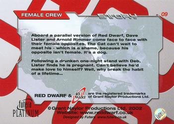 2002 Futera Red Dwarf  #09 Female Crew Back
