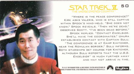1994 SkyBox Star Trek VI The Undiscovered Country Cinema Collection #50 Peace Coordinates Back