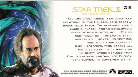 1994 SkyBox Star Trek V The Final Frontier Cinema Collection #26 Violations Back